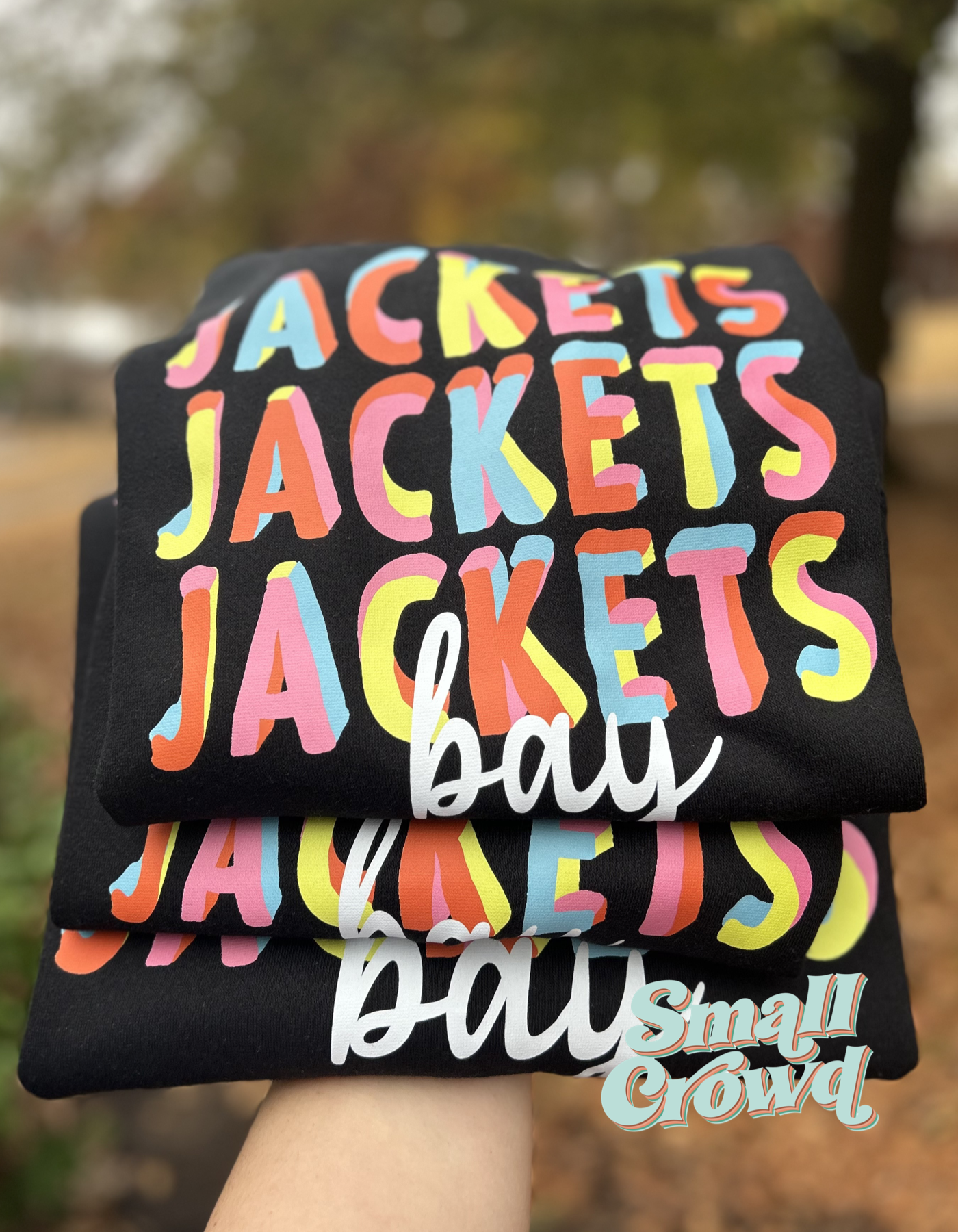 Multicolor Stacked Mascot Tee - BLACK