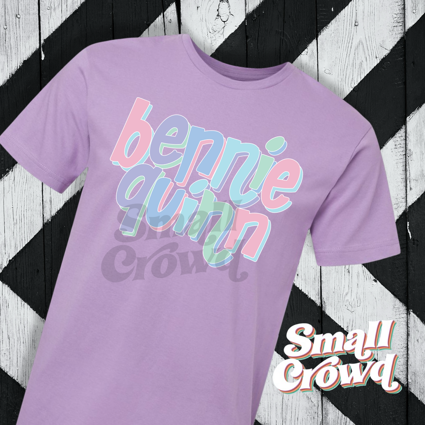 Custom Pastel Name Tee - lavender(LAT)/violet(comfort colors)