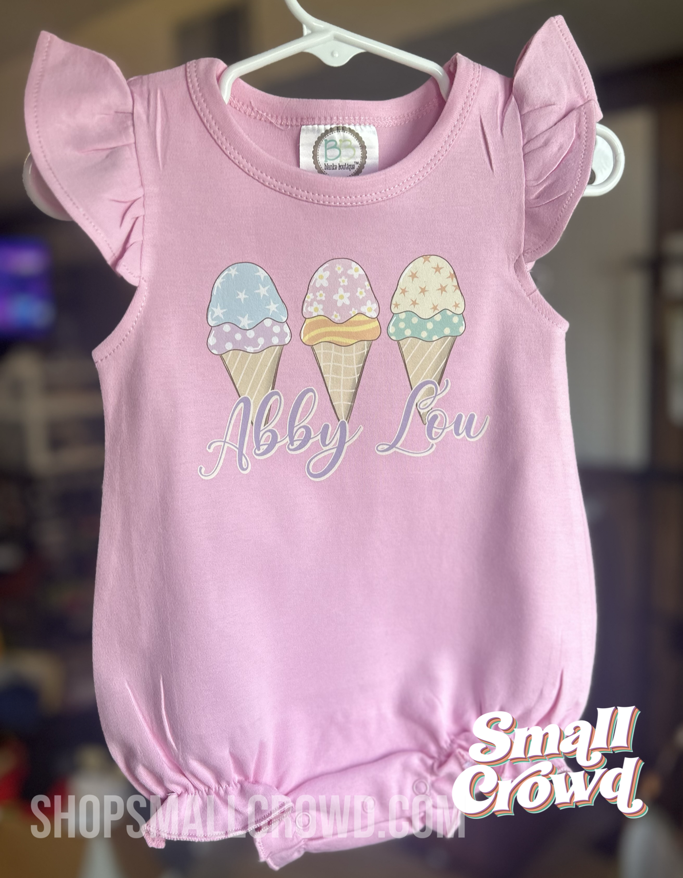 Ice Cream Bubble ruffle Tank - pink