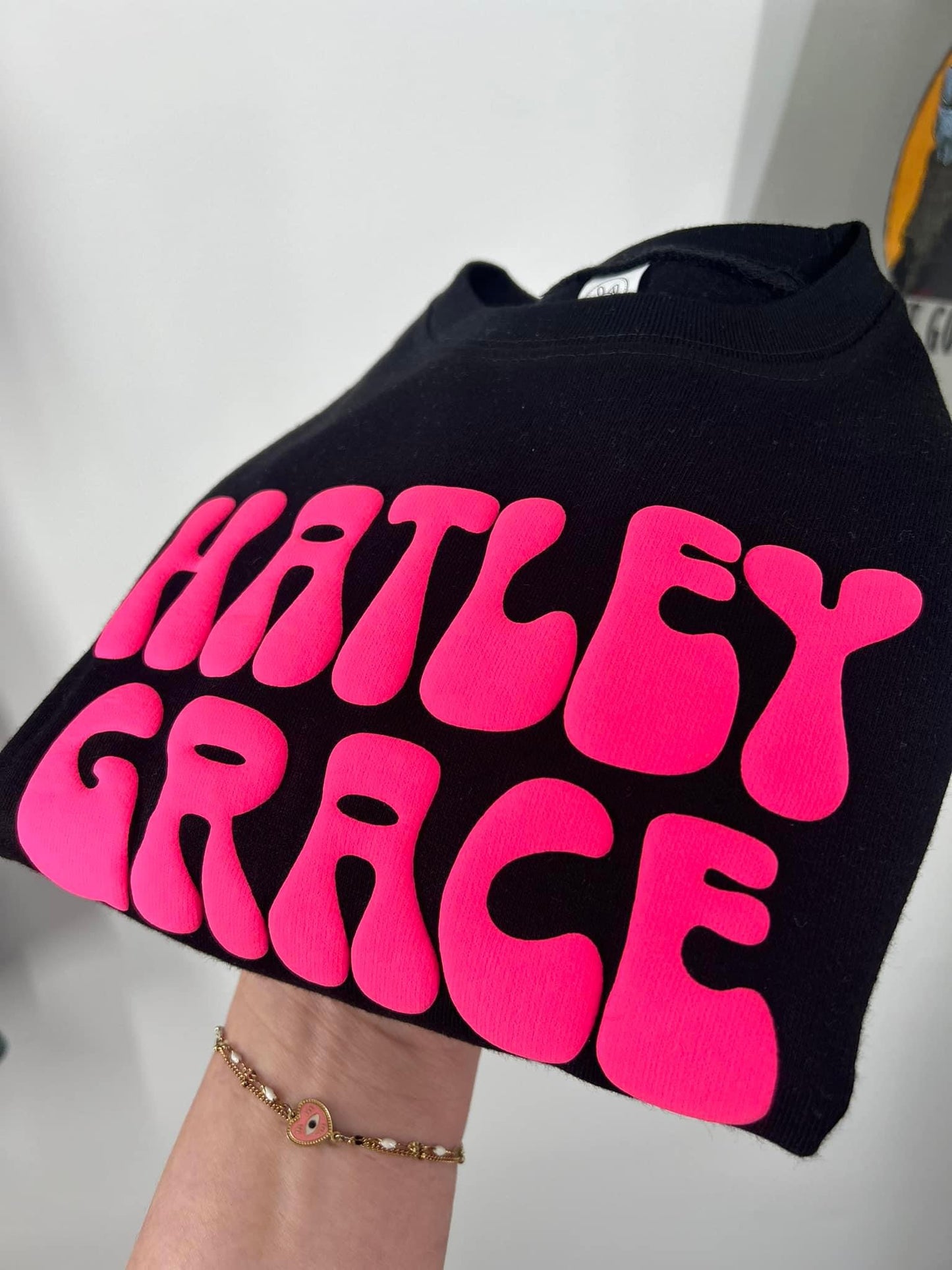 Custom PUFF Name - Neon Pink Black - RETRO CAPS