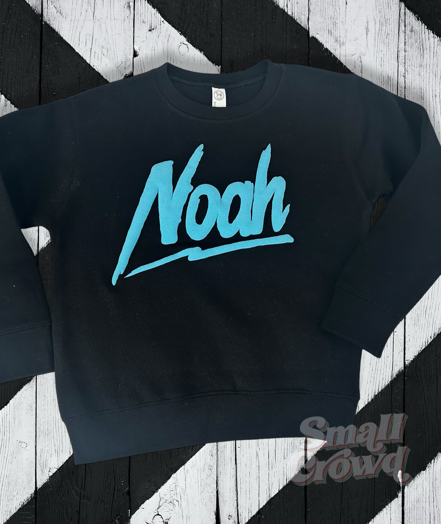 Custom Cool Kid Name - Light Blue Puff on Black
