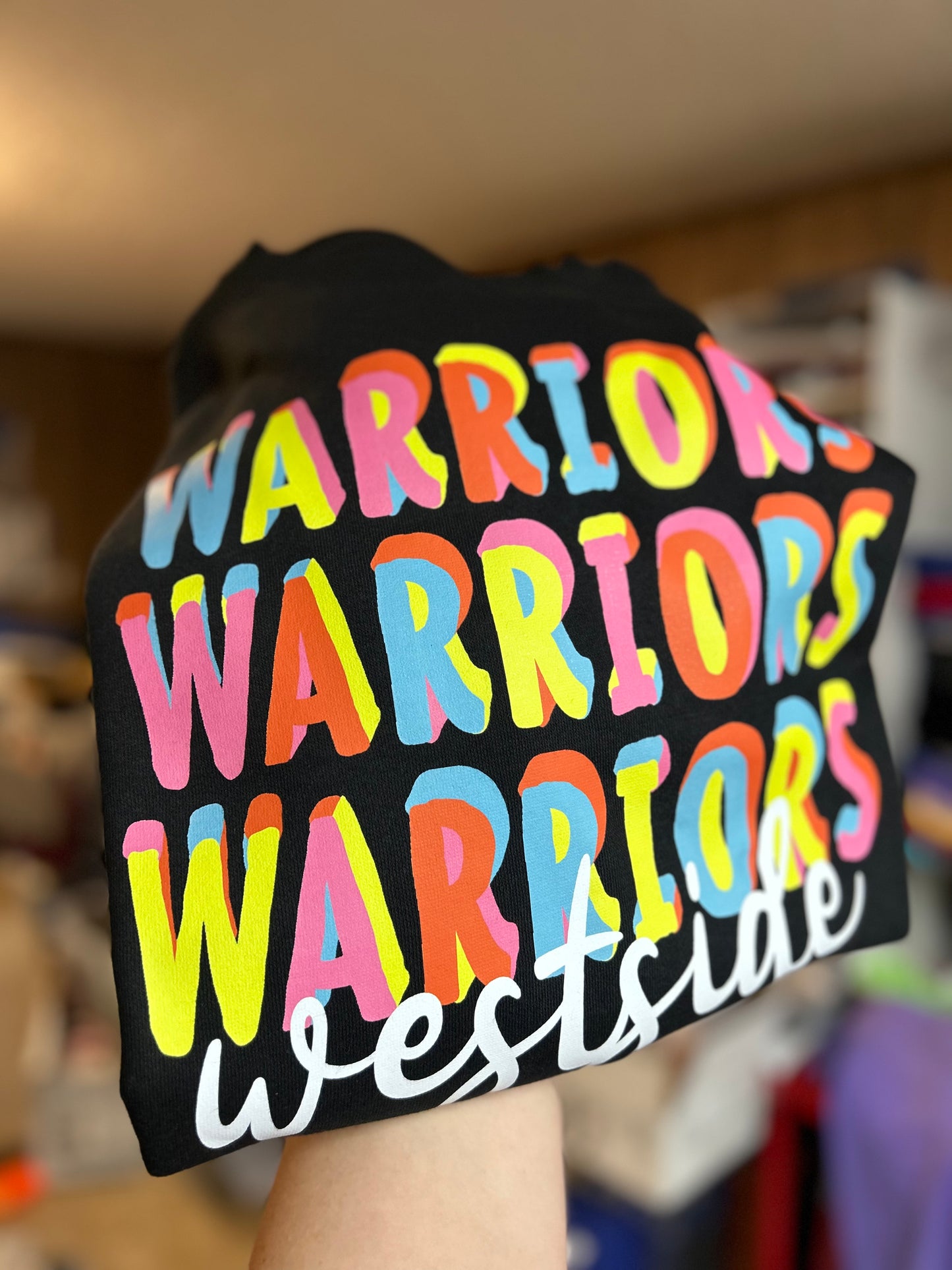 Multicolor Stacked Mascot Tee - BLACK