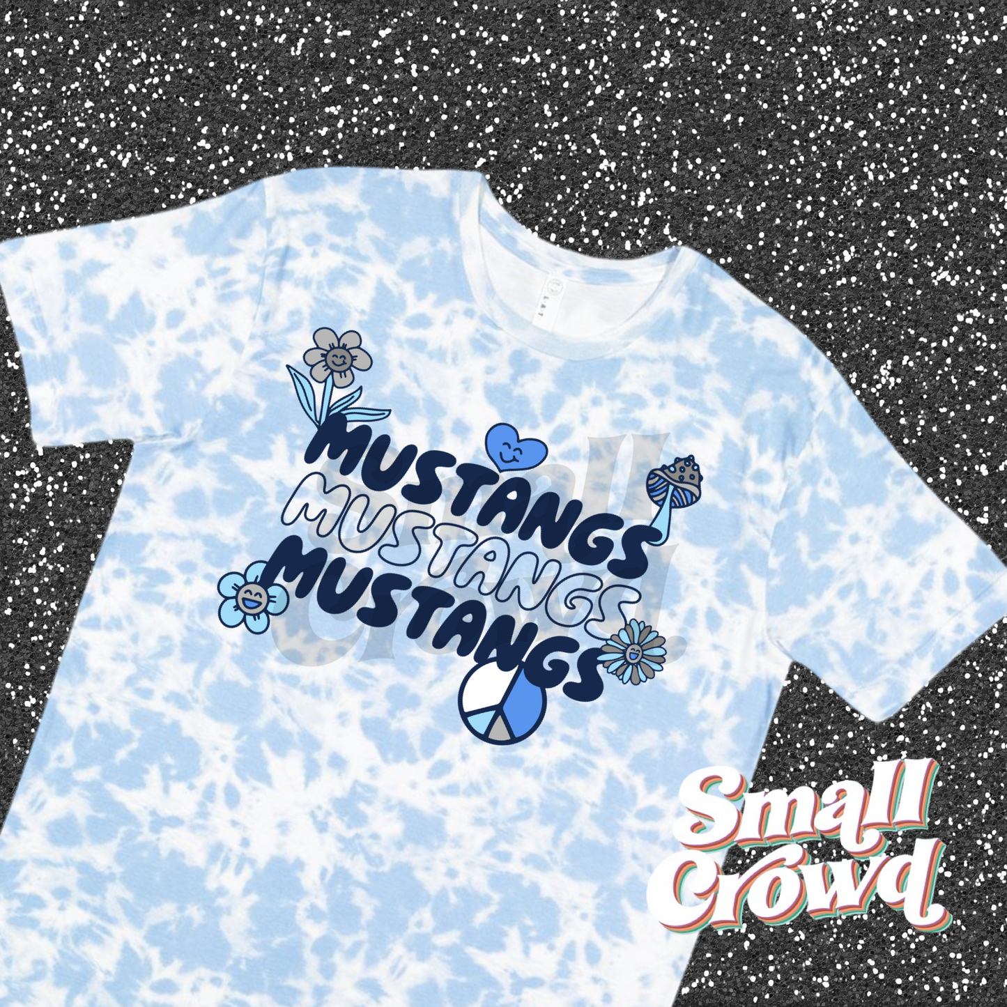 BIC Mustangs y2K flowers Tee - blue tie dye
