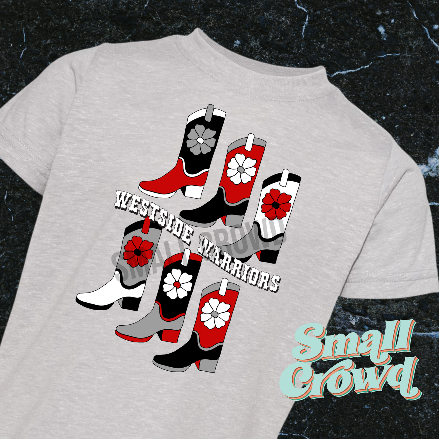 Westside Warriors cowgirl boots - Grey Tee (rabbit skins/LAT)