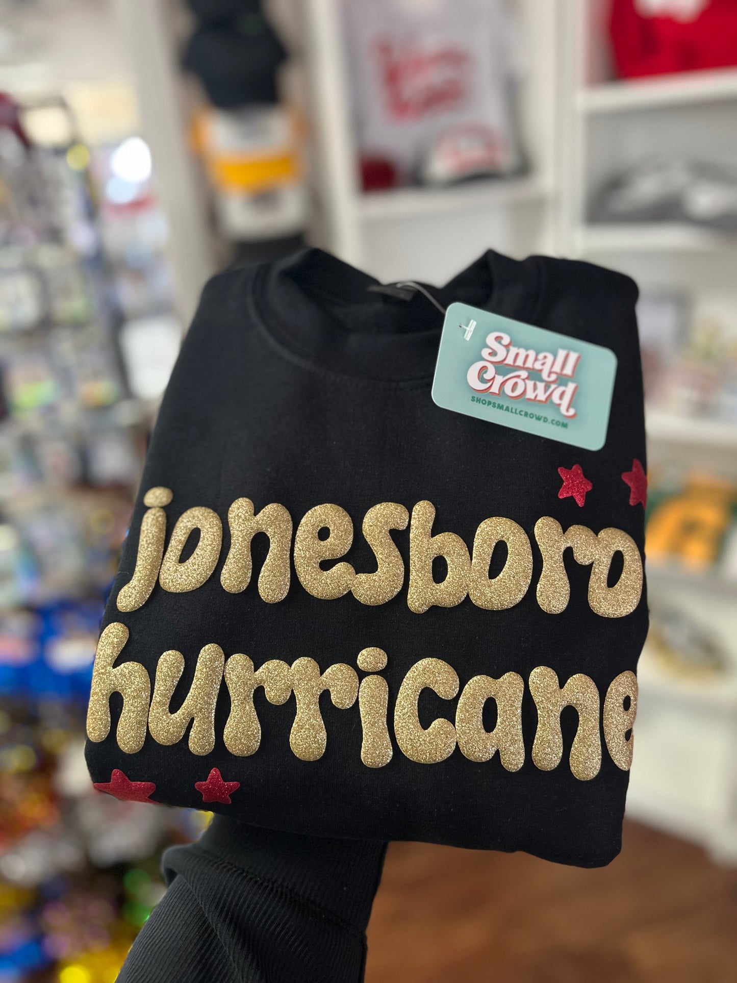 Jonesboro Hurricane Glitter PUFF stars - Black