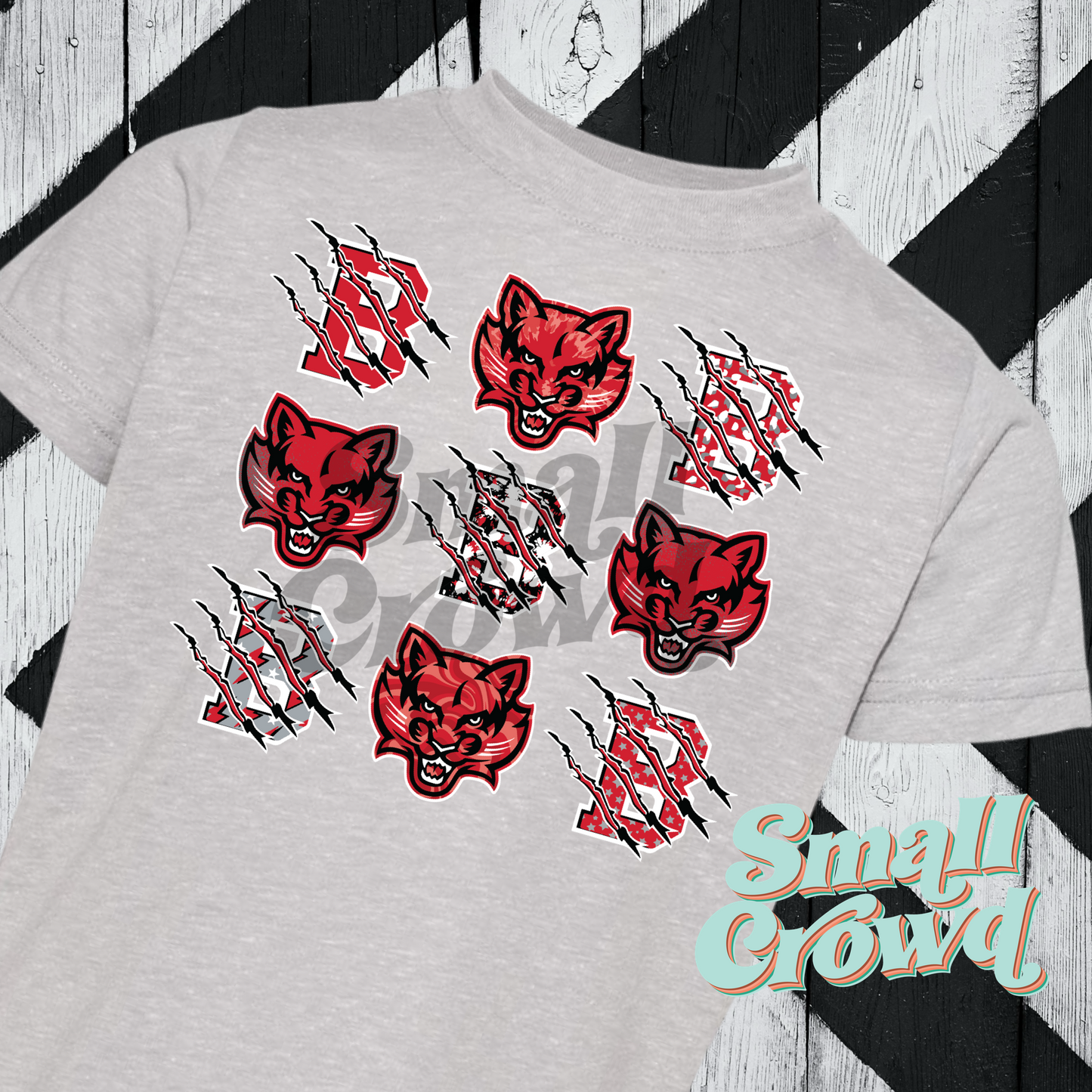 Brookland Bearcats Patterns - Grey Tee (rabbit skins/LAT)