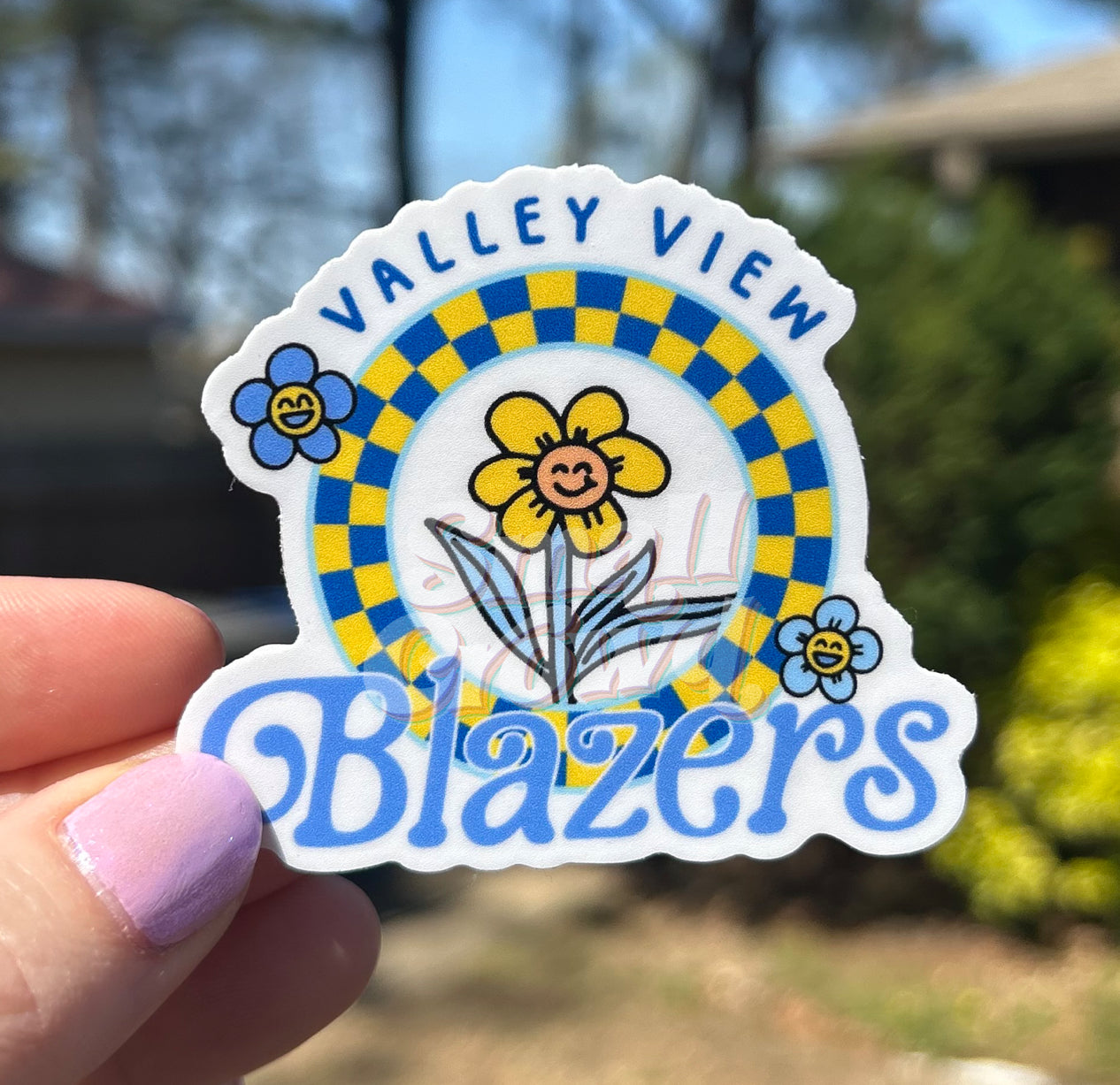 Valley View Blazers Flower Check - Laptop/Waterbottle Sticker