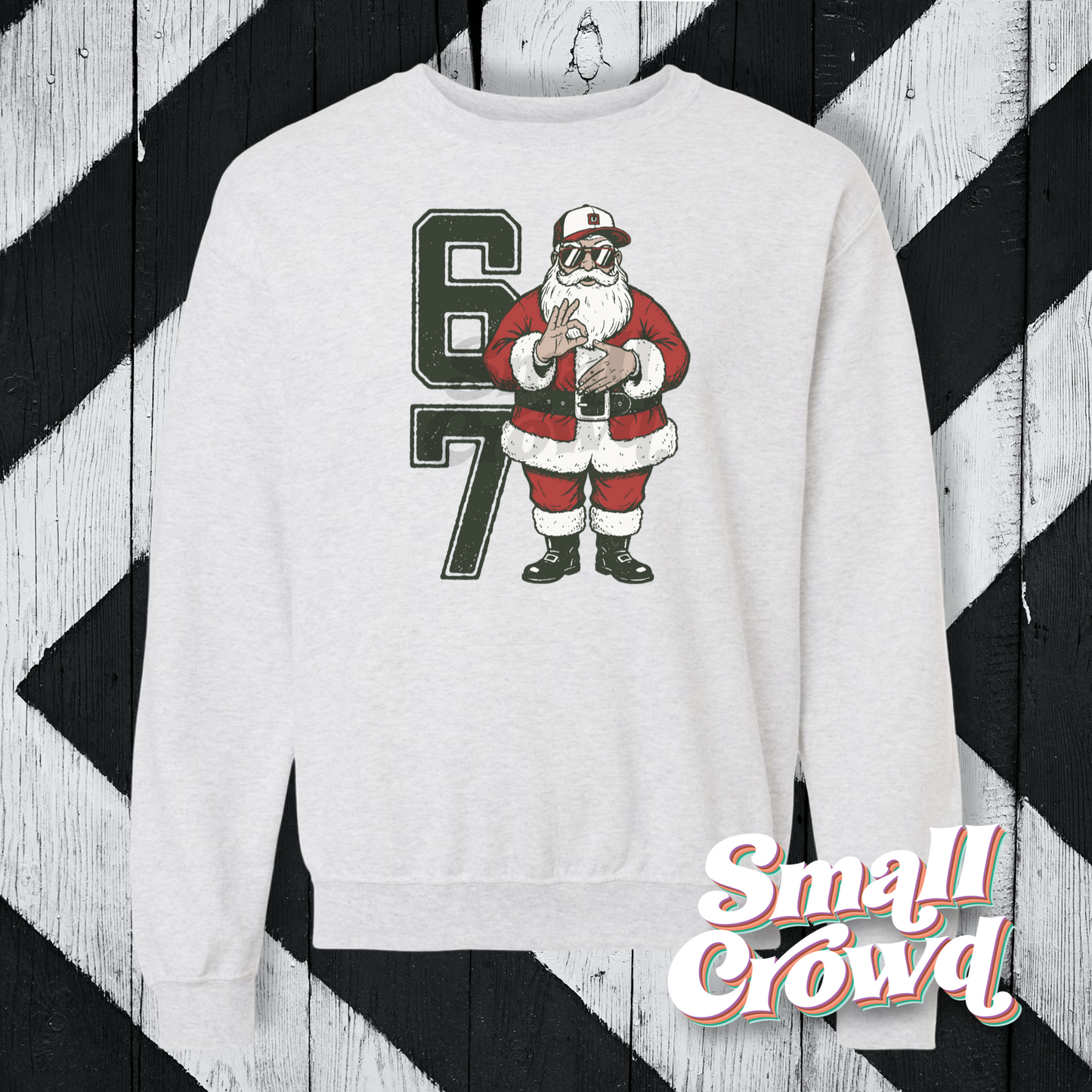 6 7 Christmas Santa Sweatshirt - Ash