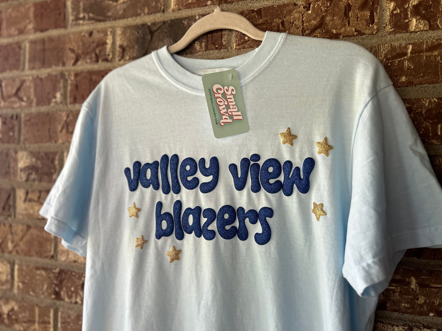 Valley View Glitter Puff Stars - Light Blue/Chambray
