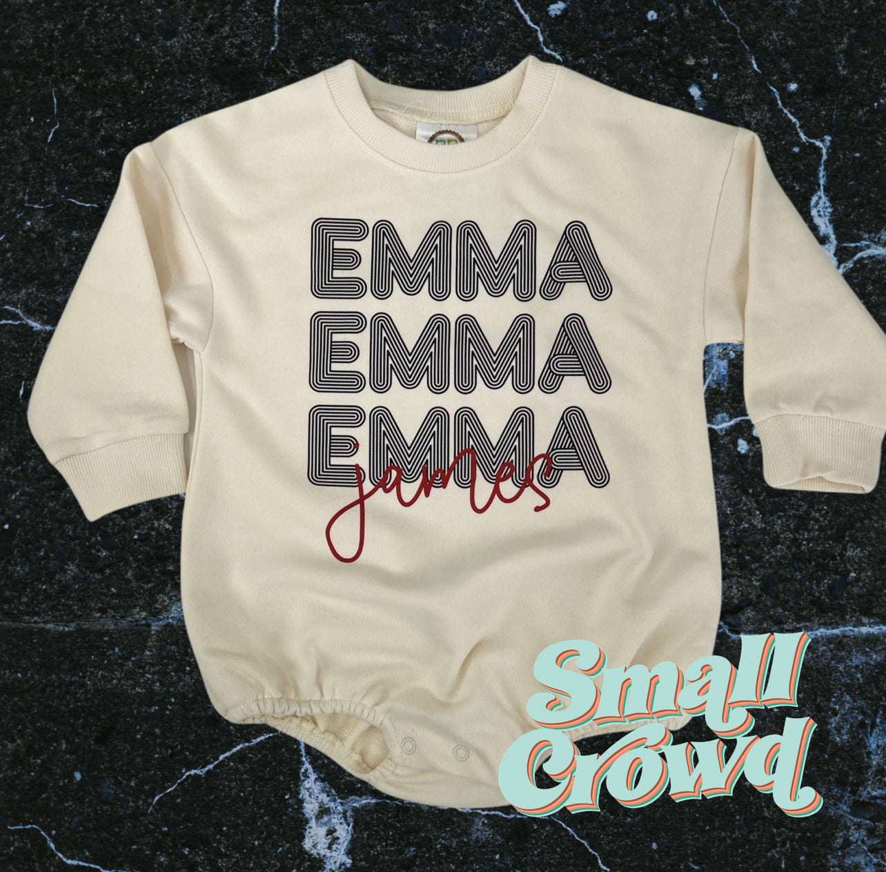 Disco Stacked with script - cream