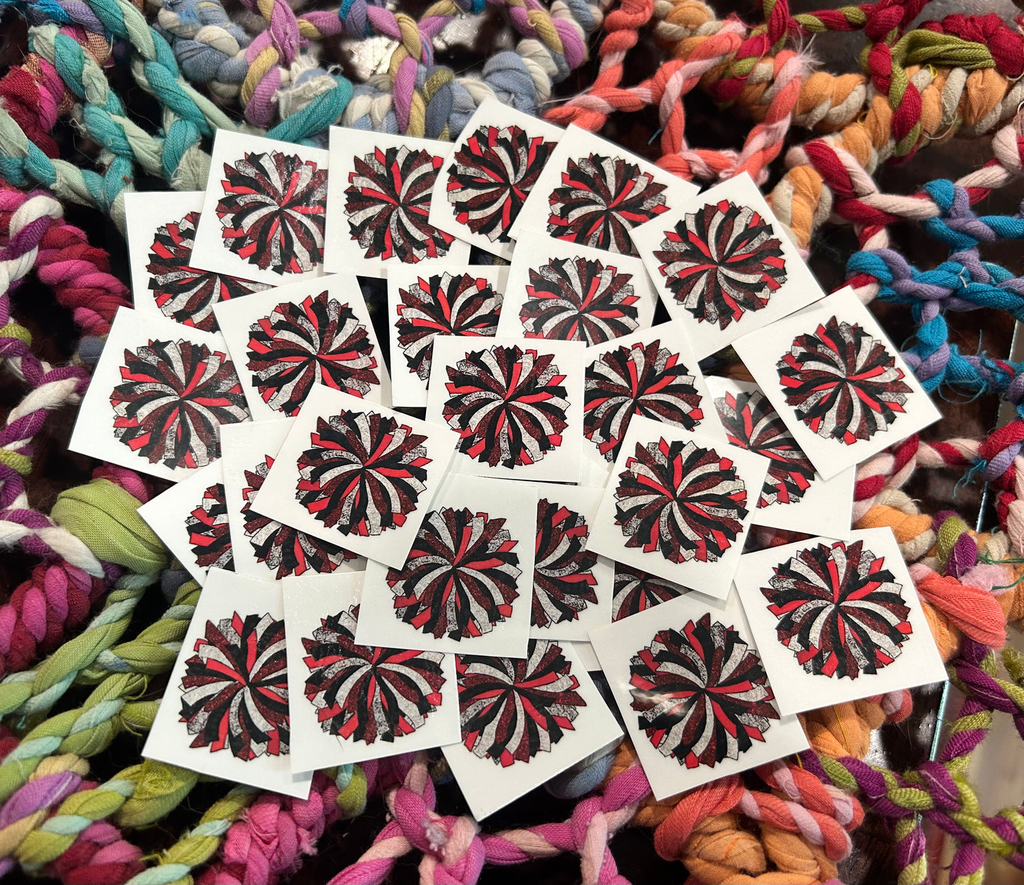 Black/Red Pom Pom temporary face tattoos - Variety Pack (5pk)