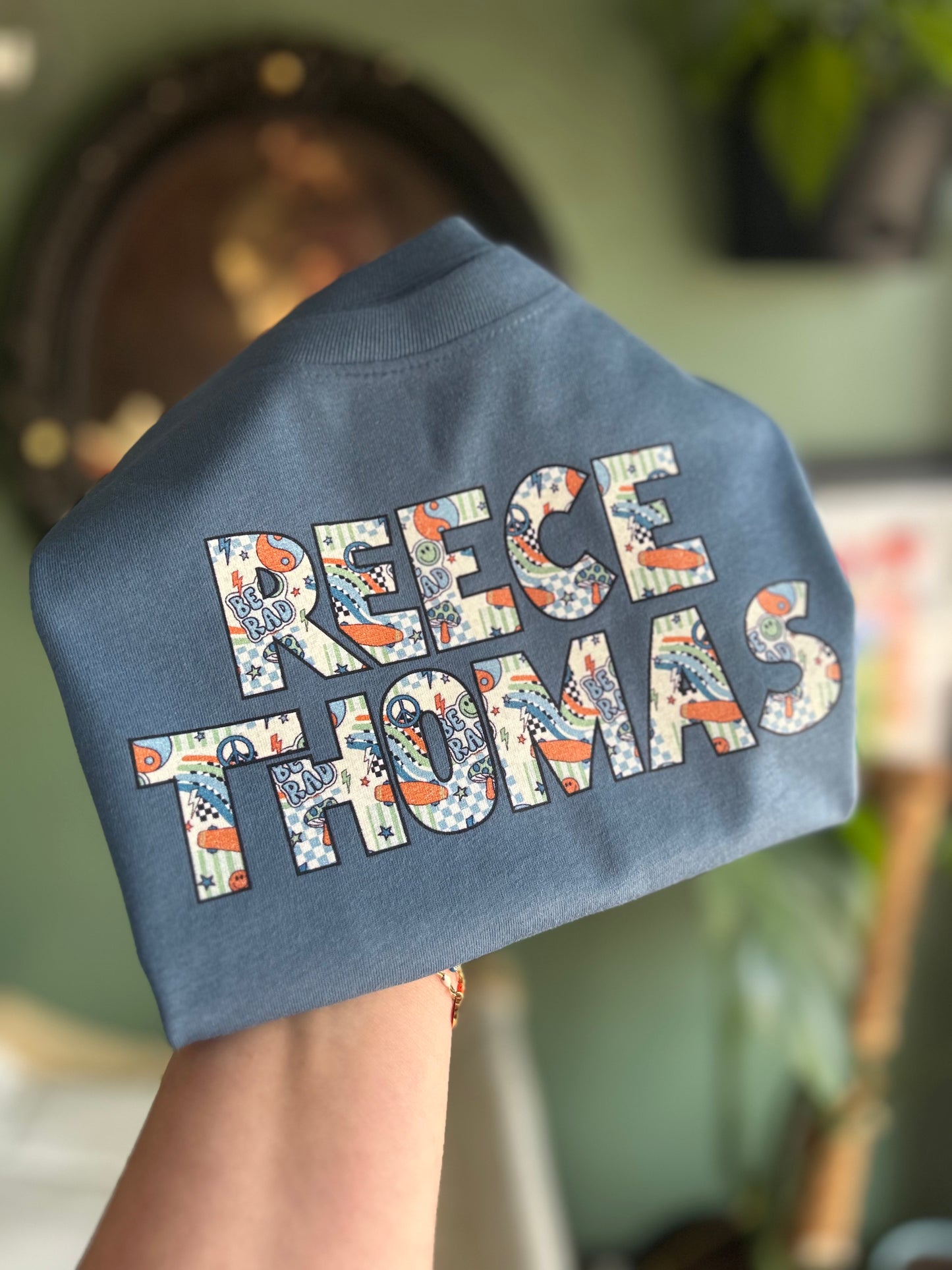 Be Rad Name Tee - indigo(LAT)/blue jean(comfort colors)