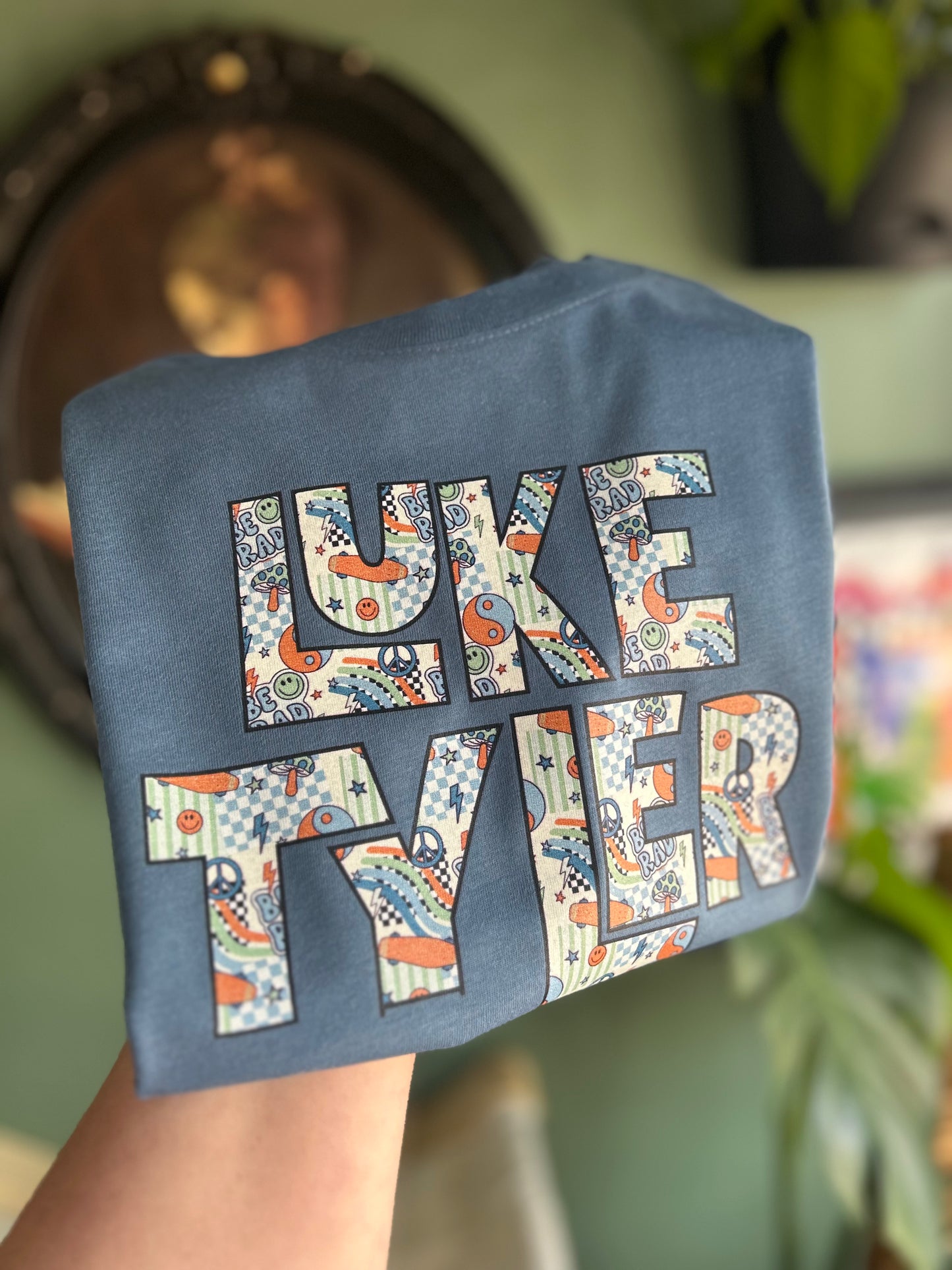 Be Rad Name Tee - indigo(LAT)/blue jean(comfort colors)
