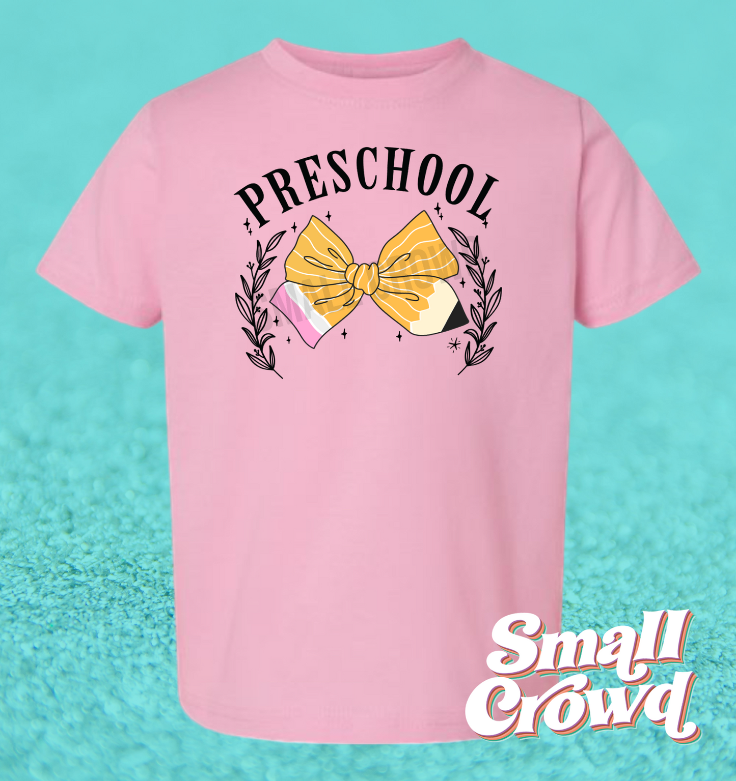 Pencil Bow Grade Level Tee - Pink (preschool - 6th)