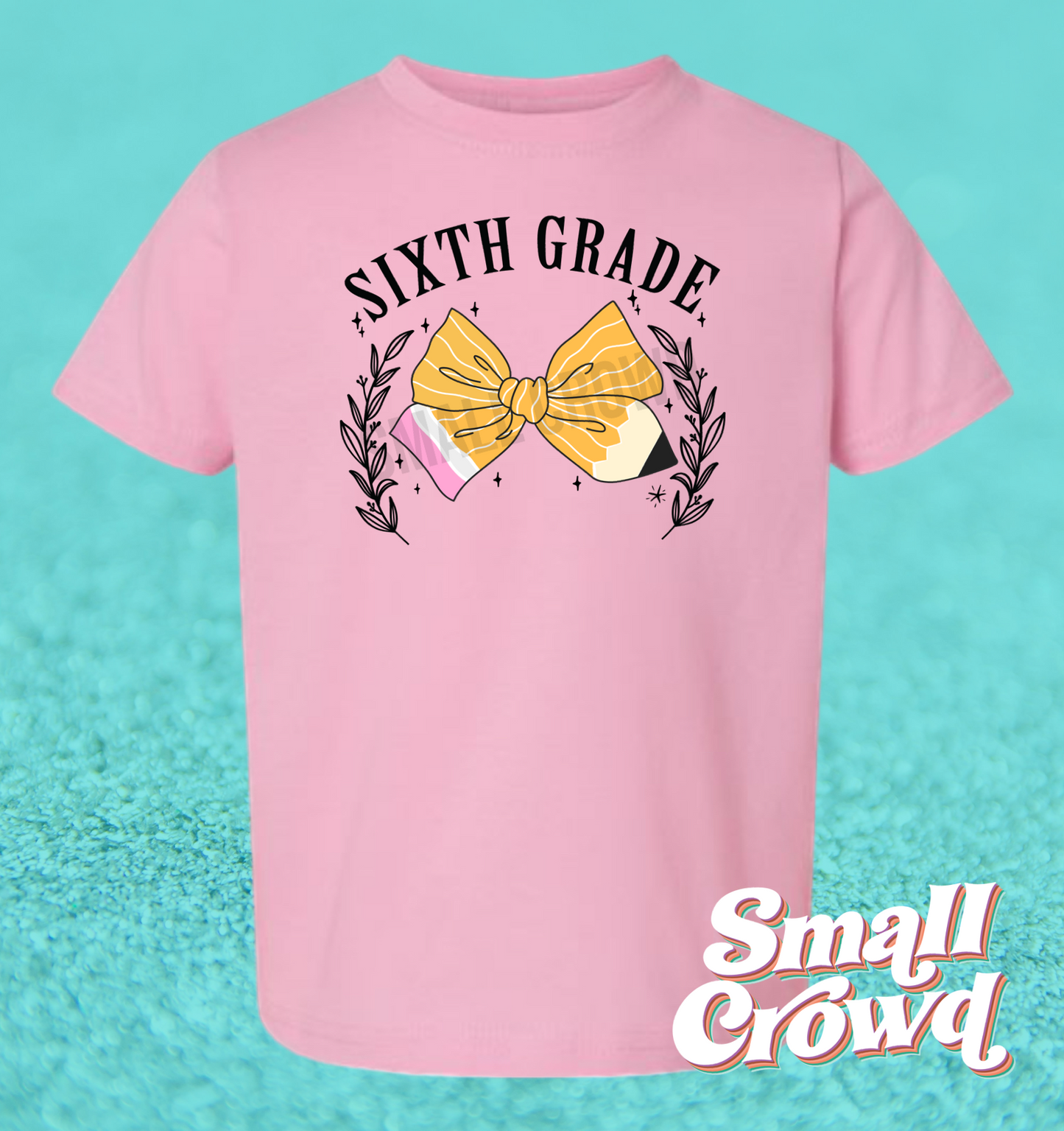 Pencil Bow Grade Level Tee - Pink (preschool - 6th)