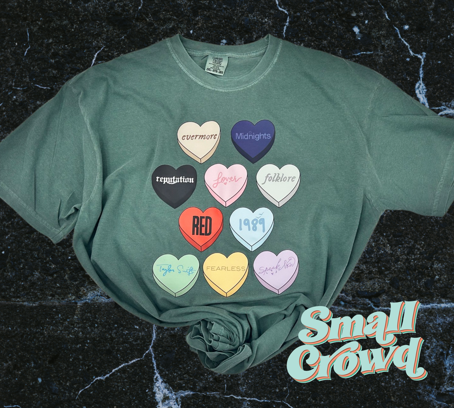 Eras Hearts - Blue Spruce Comfort Colors