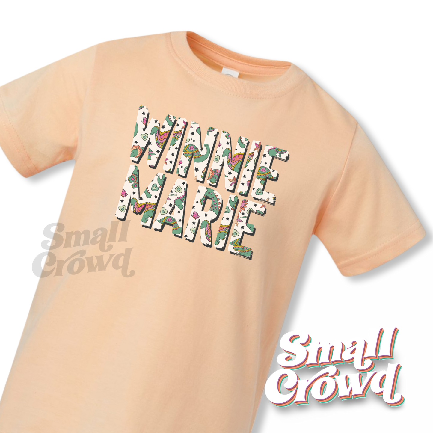 Girly Dinos OG Name Tee - Peachy