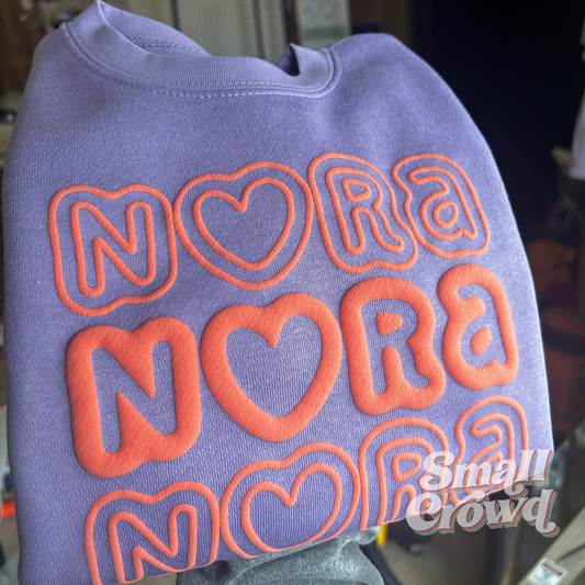 Custom Puff - Coral on Lavender