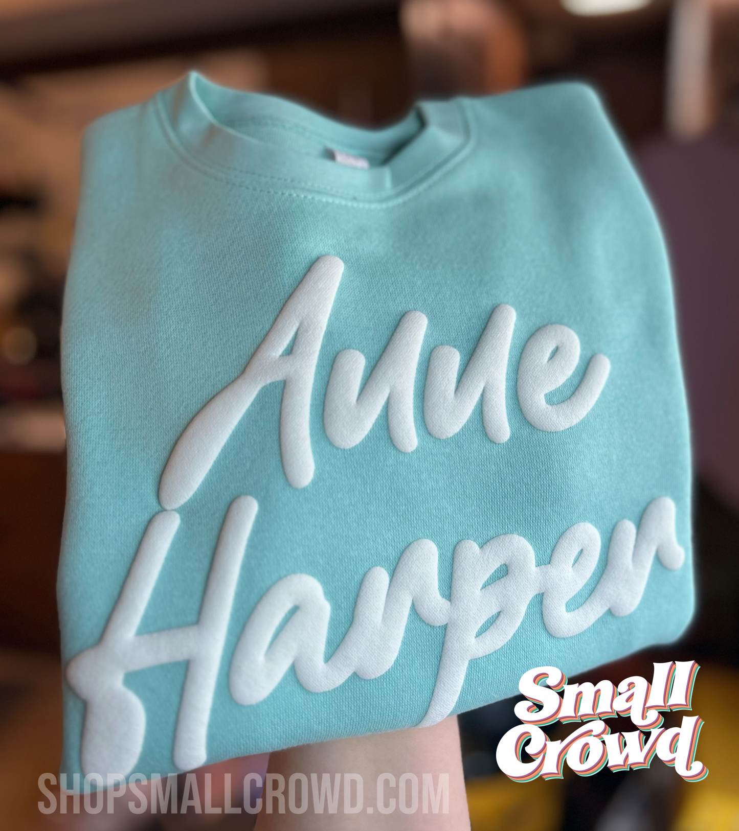 Custom Puff - White (glow in the dark) Aesthetic Script on Chill