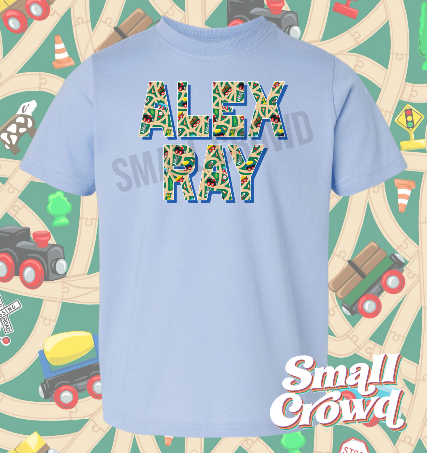 Train Table Name tee - Light Blue