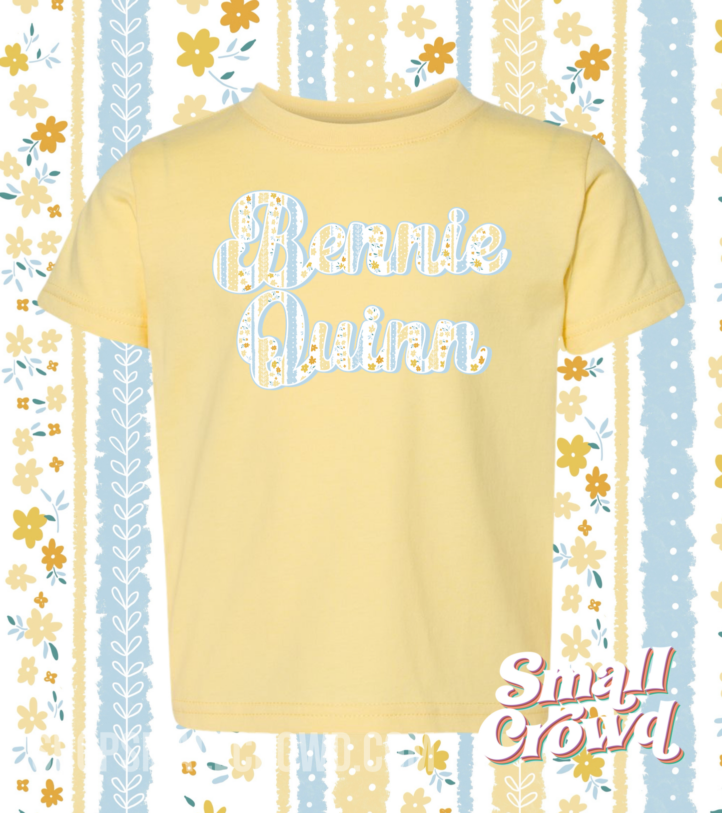 Vintage Stripes Blue/Yellow Name Tee - Butter