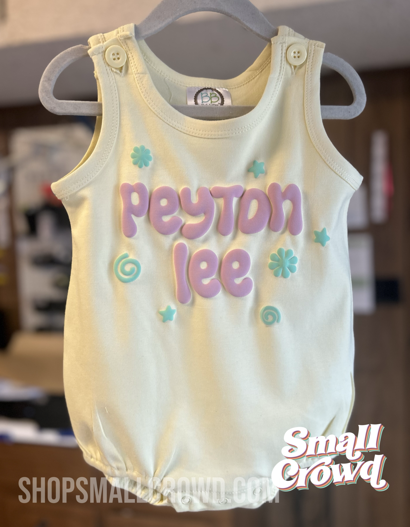 Doodle Puff Bubble Tank - pale yellow (mint/pink puff)