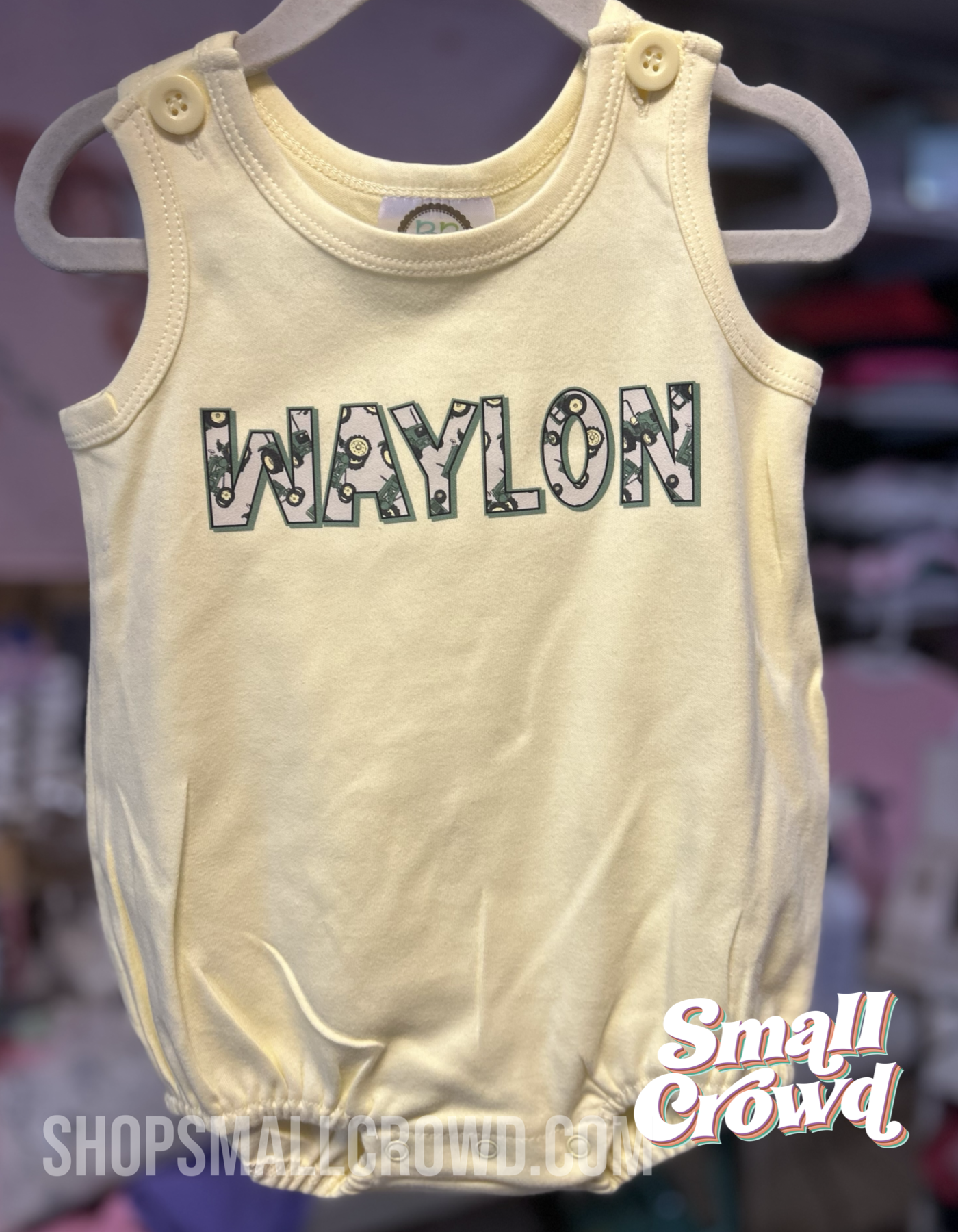 Tractor Name Bubble Tank - pale yellow
