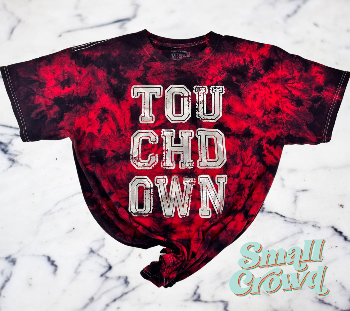 Touchdown (silver foil)- Red/Black Tie Dye Tee