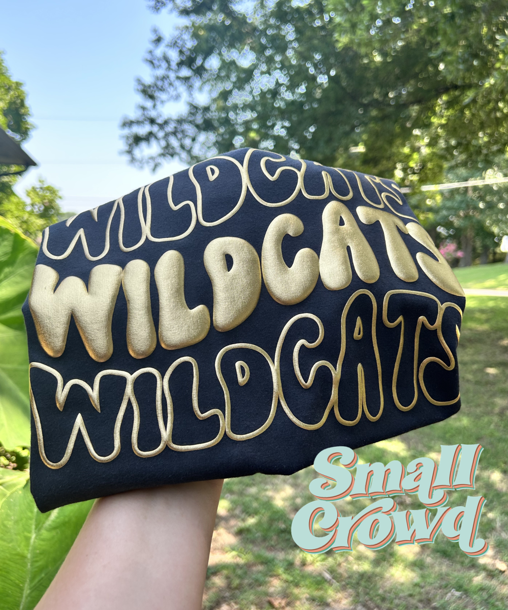 WAVY STACK Puff design  - GOLD PUFF on black - COMFORT COLORS™