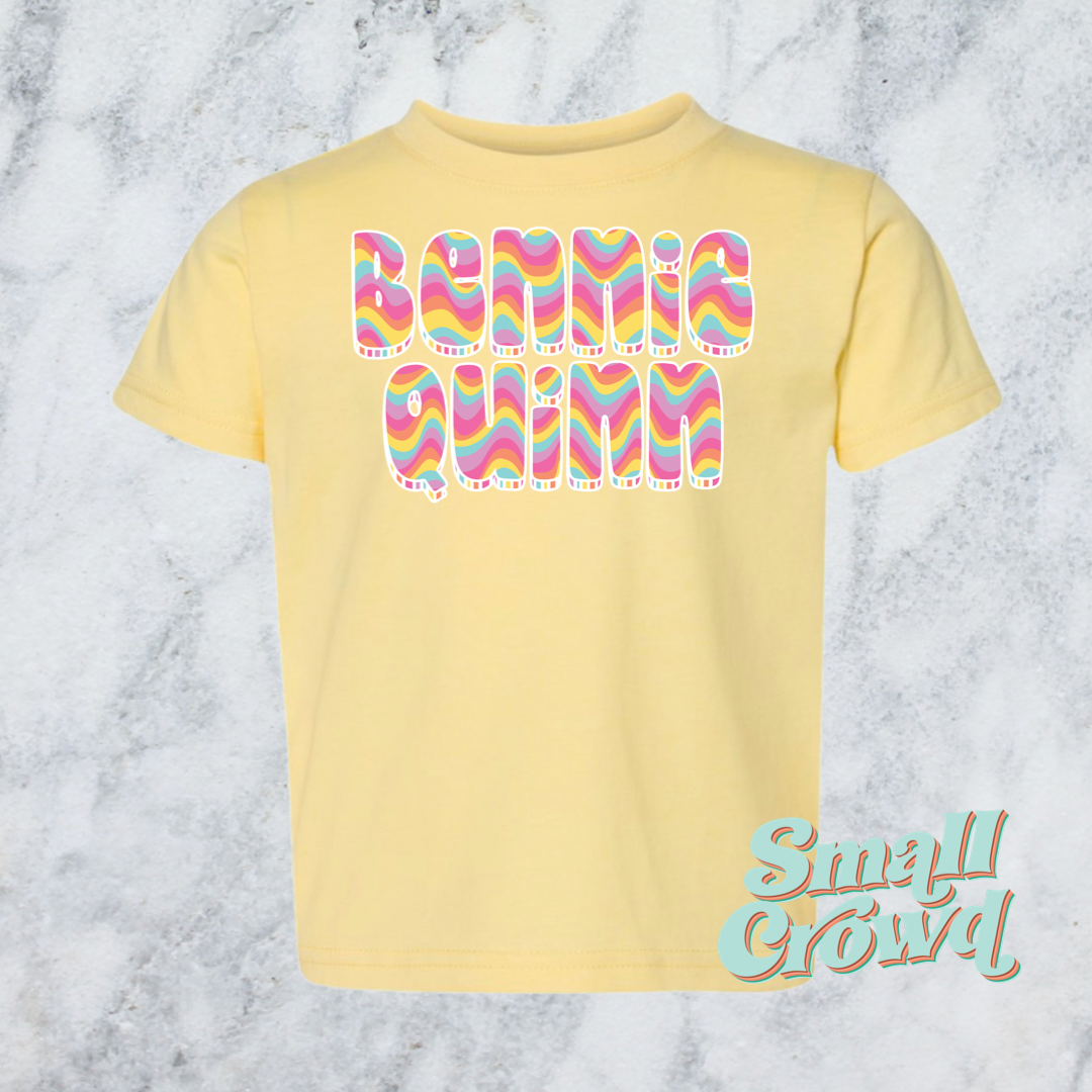 Wavy Stripes Name Tee - butter