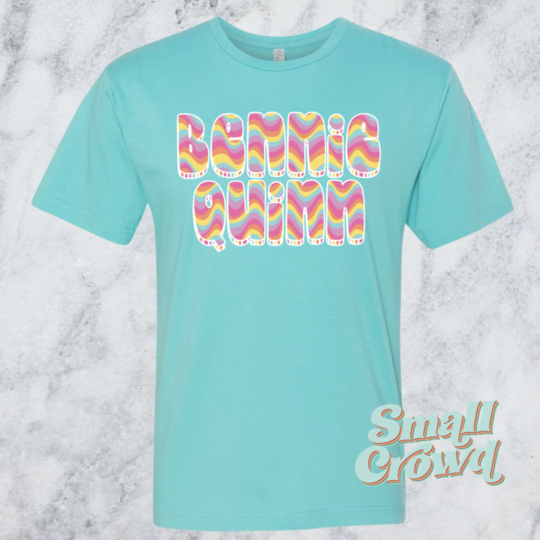 Wavy Stripes Name Tee - Caribbean