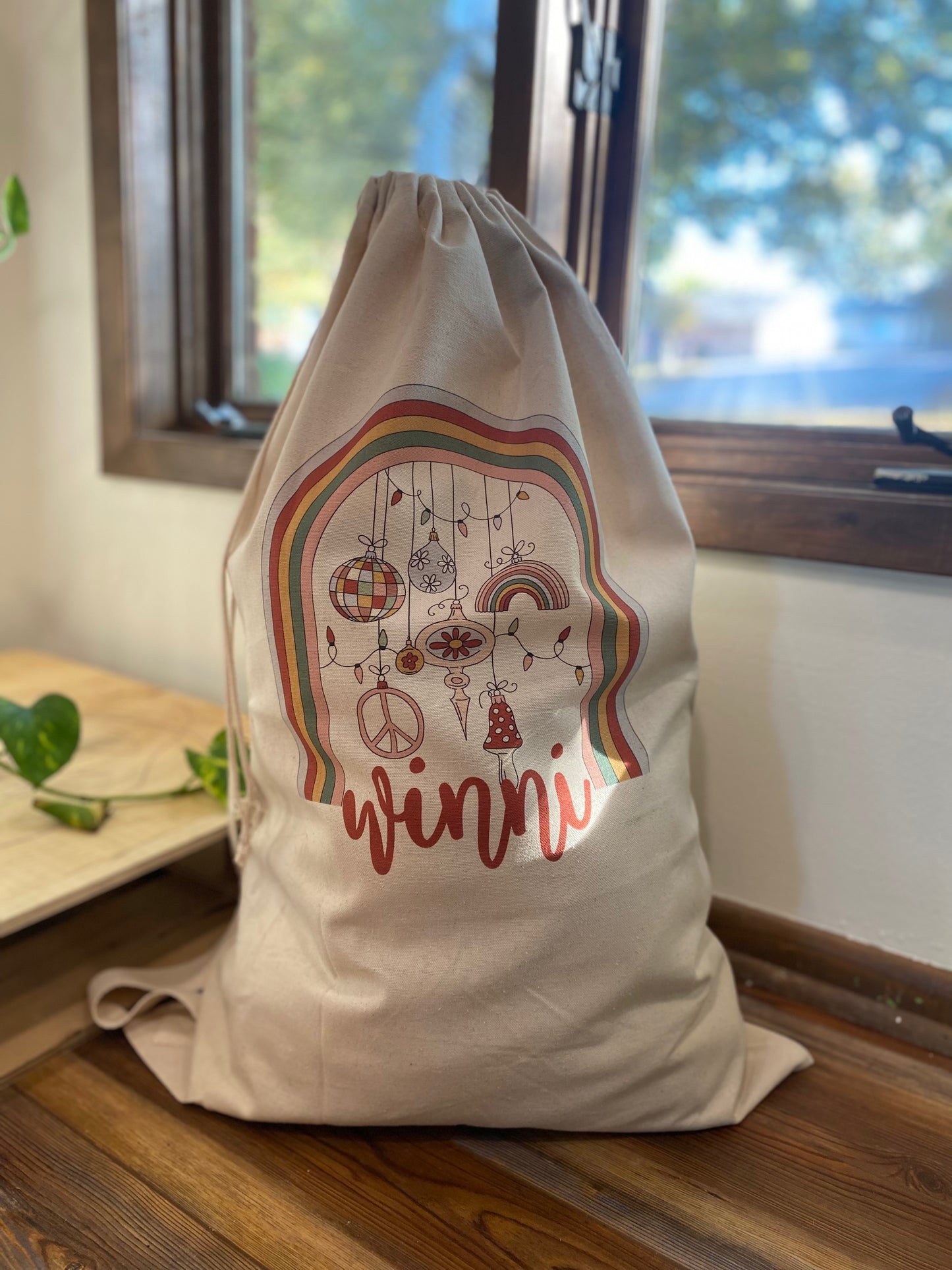 Santa Sack - holiday rainbow