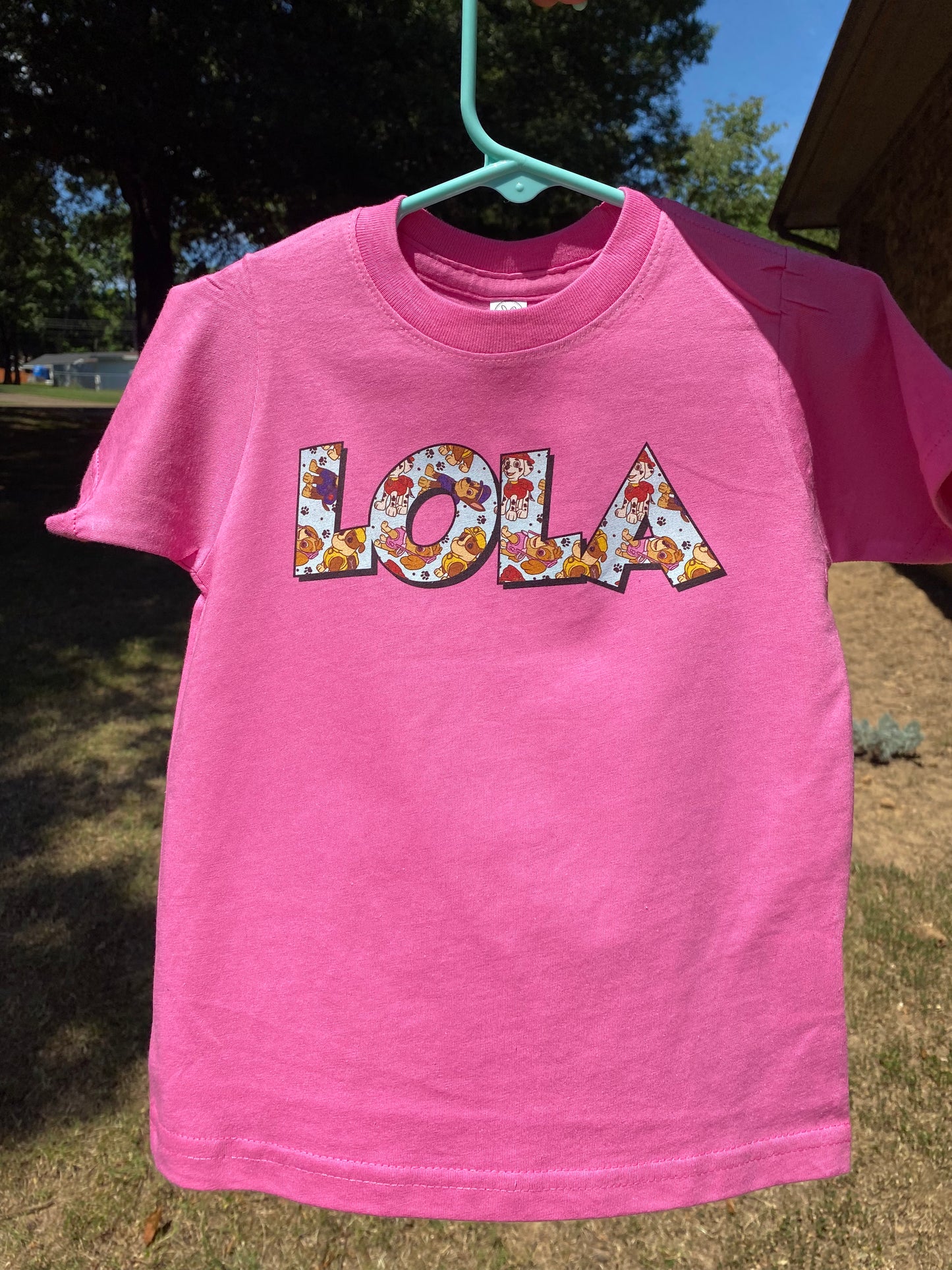 Pups Name Tee - Raspberry