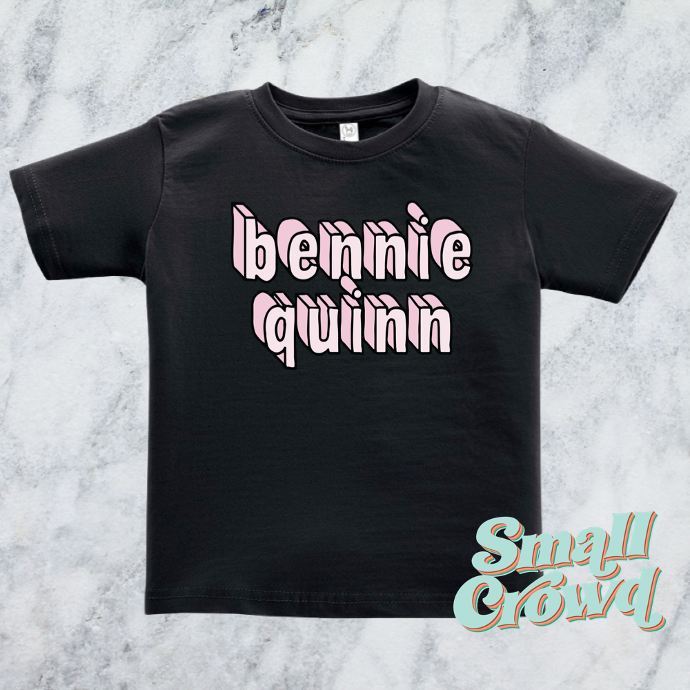 Pink Block Name Tee - Black