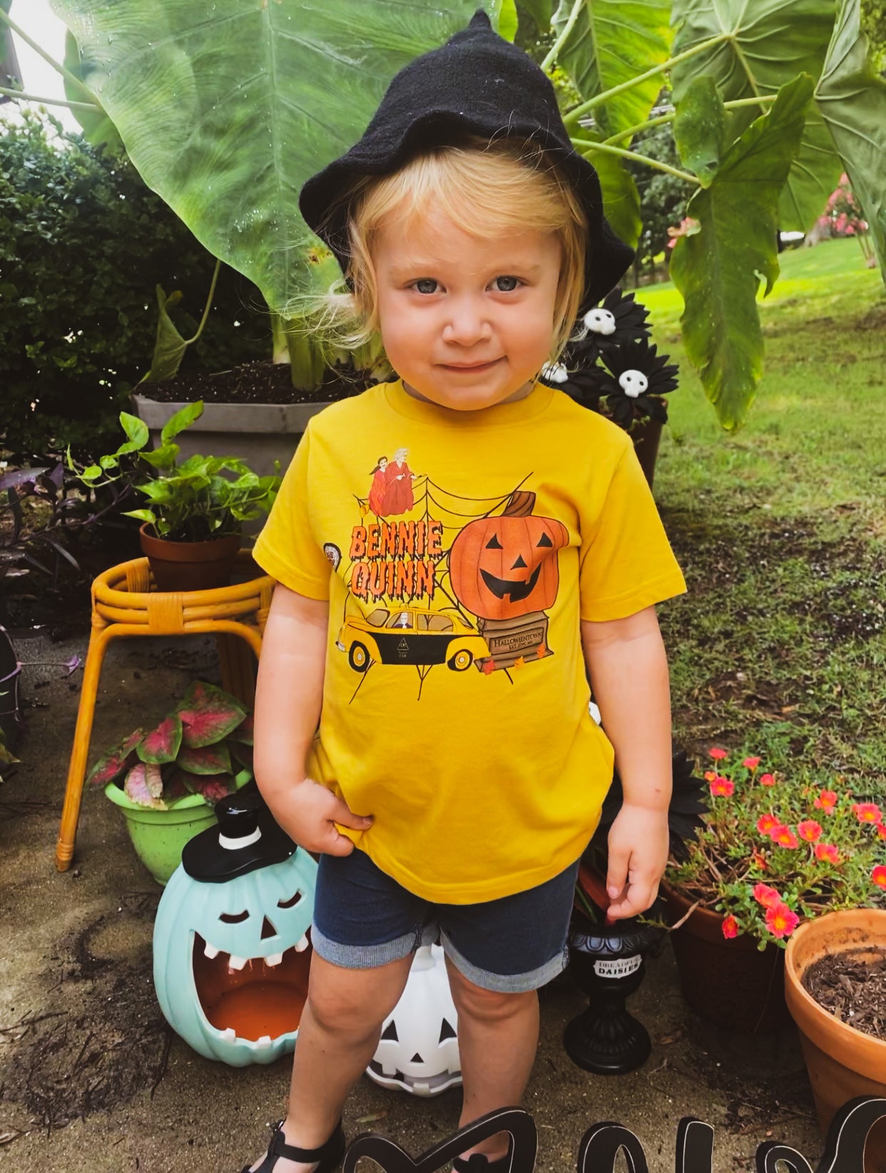 Halloween Name tee - mustard tee