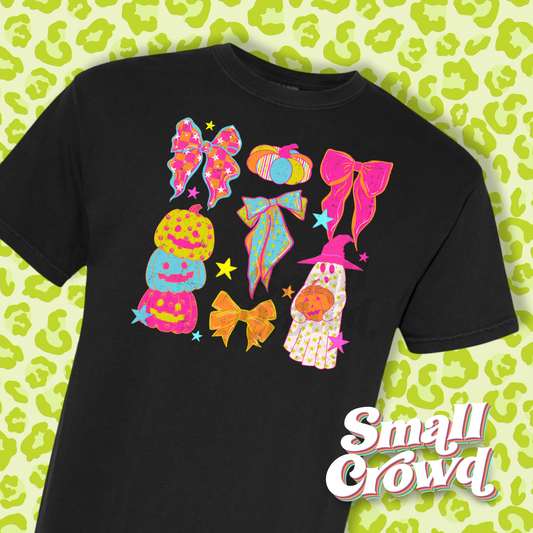 Neon Pumpkins and Bows - Black