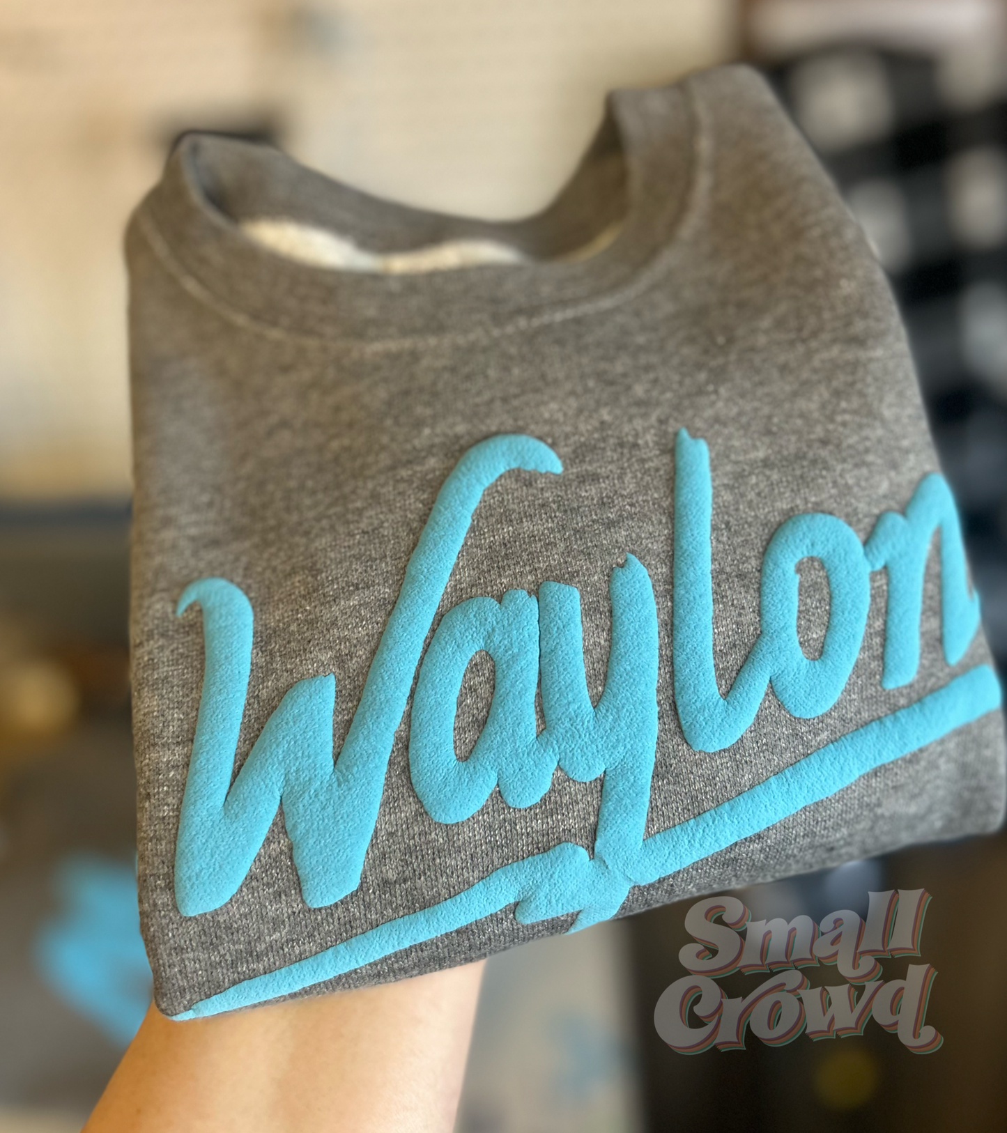 Custom Puff - Light blue on Granite