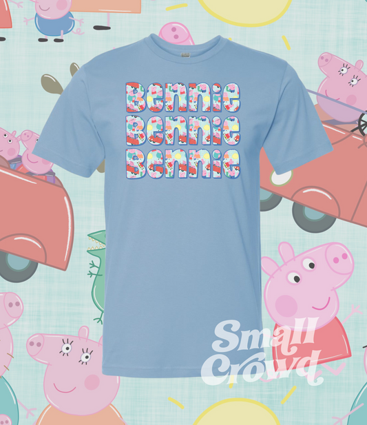 Pig Custom Name tee - Light Blue