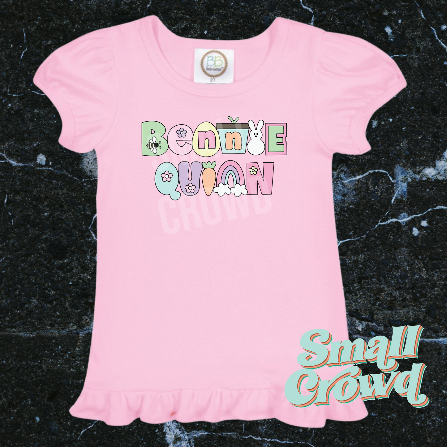 Easter Pop Custom Name Girl’s Short Sleeve RuffleTee