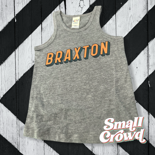 Comic Block Orange/Teal Name - Granite Heather