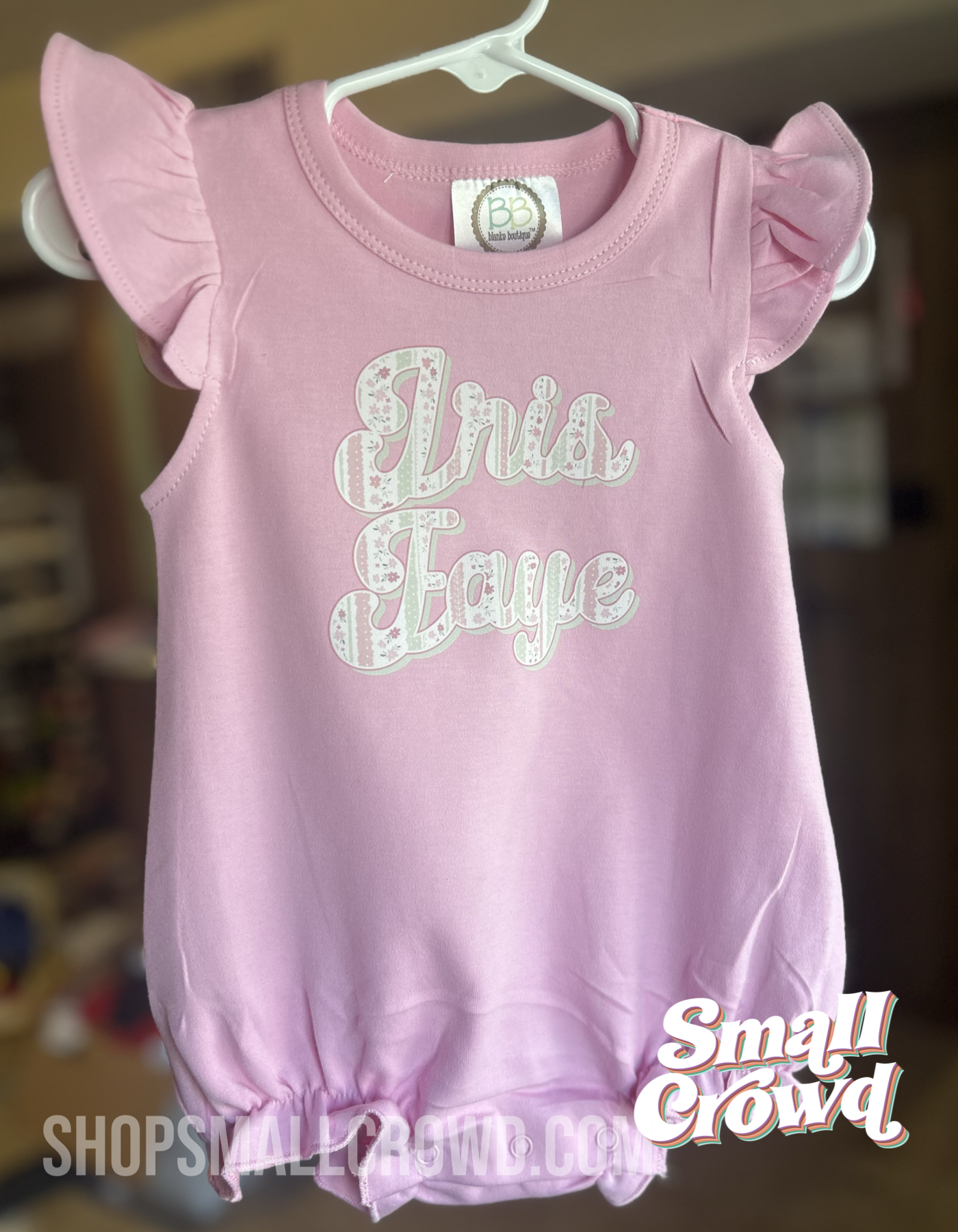 Vintage Stripe Name Bubble ruffle Tank - pink