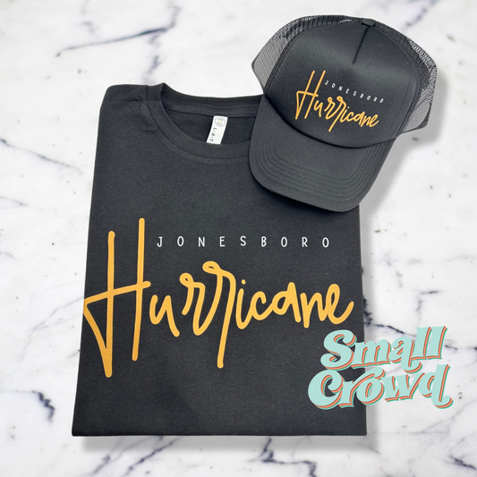 Jonesboro Hurricane Script Tee - BLACK
