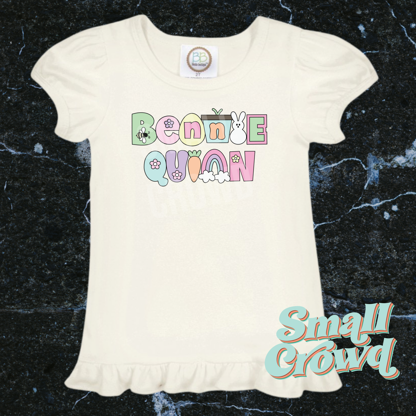 Easter Pop Custom Name Girl’s Short Sleeve RuffleTee