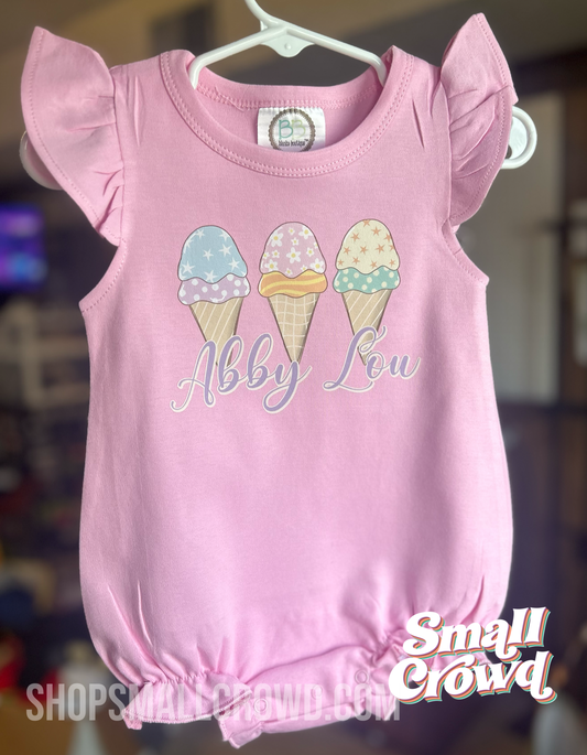 Ice Cream Bubble ruffle Tank - pink