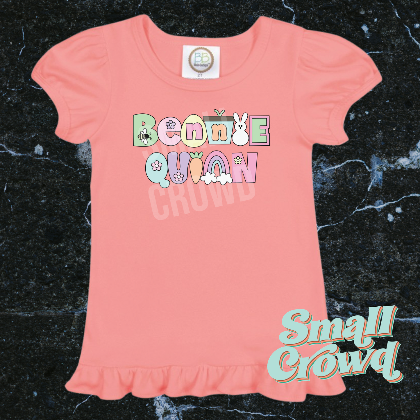 Easter Pop Custom Name Girl’s Short Sleeve RuffleTee