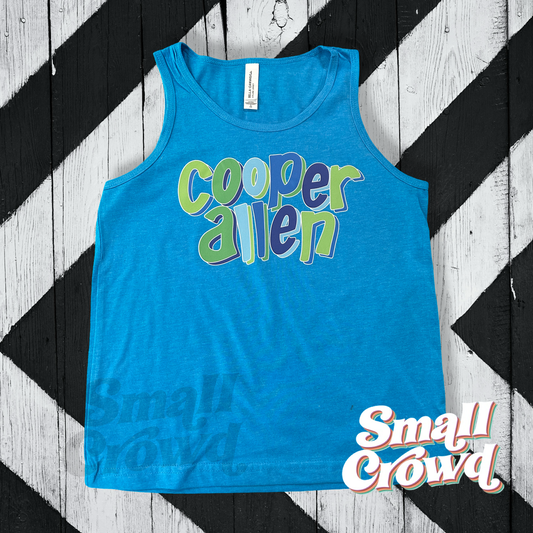 Custom Kids Blues/Greens Tank - Neon Blue Tank (YS-YL only)
