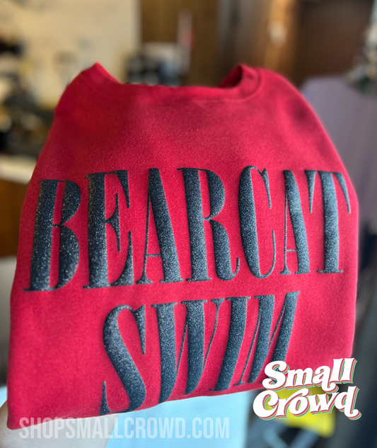 Custom Name - Black Glitter on Red