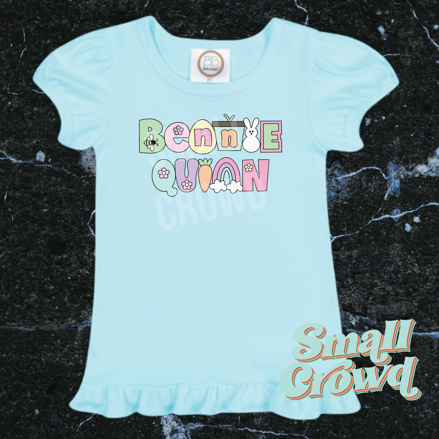 Easter Pop Custom Name Girl’s Short Sleeve RuffleTee