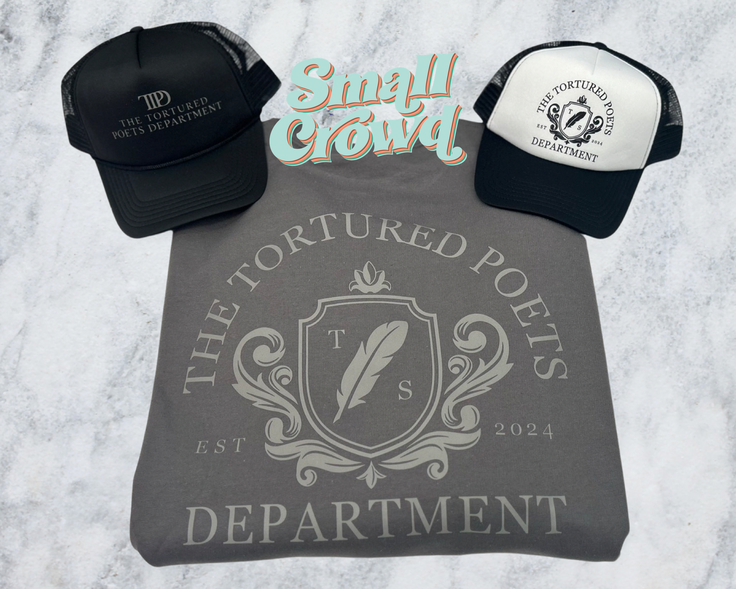 TTPD Crest Front/Back Print - Charcoal/Pepper (Gildan & Comfort Colors)