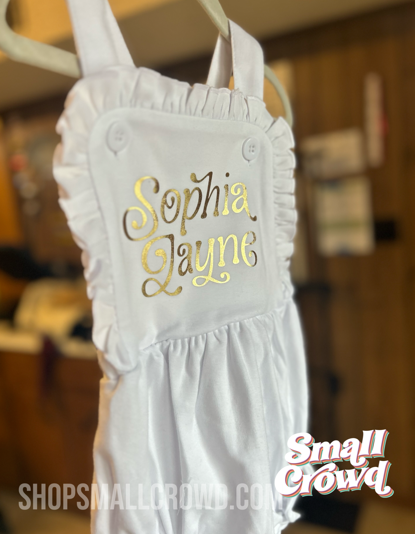 Sunsuit Bubble Tank - white ruffle with gold foil